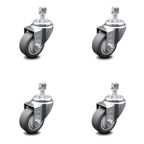 Service Caster 3 Inch Thermoplastic Rubber Wheel Swivel 1/2 Inch Threaded Stem Caster Brake, 2PK SCC-TS20S314-TPRB-121315-2-TLB-2 - main